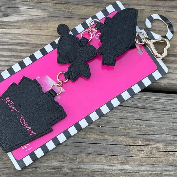 Betsey Johnson Key chains Heart, Eye French Fries Gold Tone Hardware Keys Holder - Picture 4 of 9